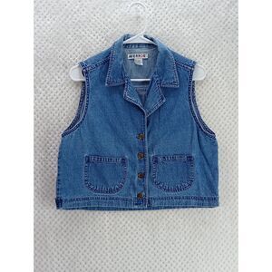 Averroe Women's Large Medium Blue Denim Button Up Vest